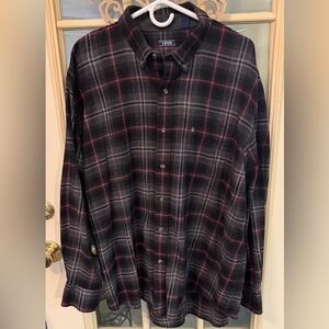 Izod Black and Red Plaid Casual Shirt